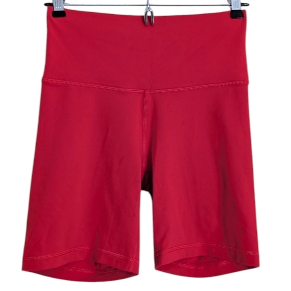Aritzia TNA Atmosphere Hi Rise 7 Bike Shorts Women Small Coral Red